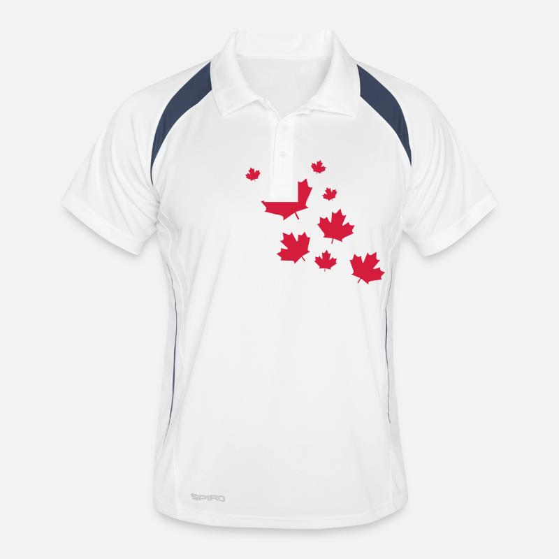Canada Maple Leave Rain - Männer Polo atmungsaktiv - Weiß/Navy