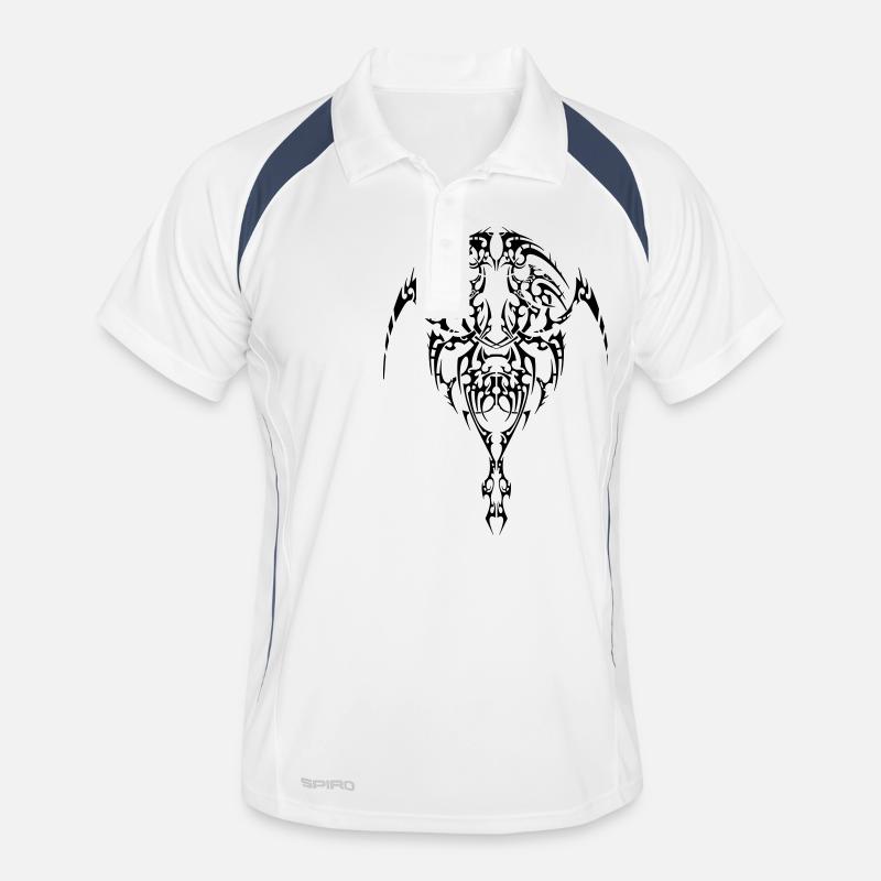 Stammeskunst - Männer Polo atmungsaktiv - Weiß/Navy