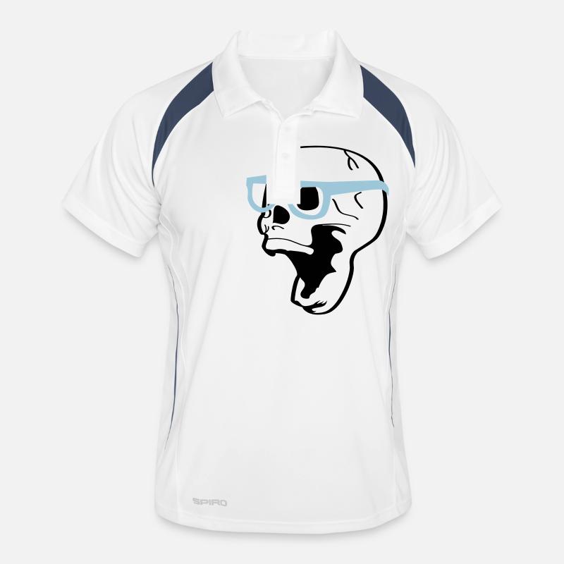 funny skull - Polo respirant Homme - blanc/marine