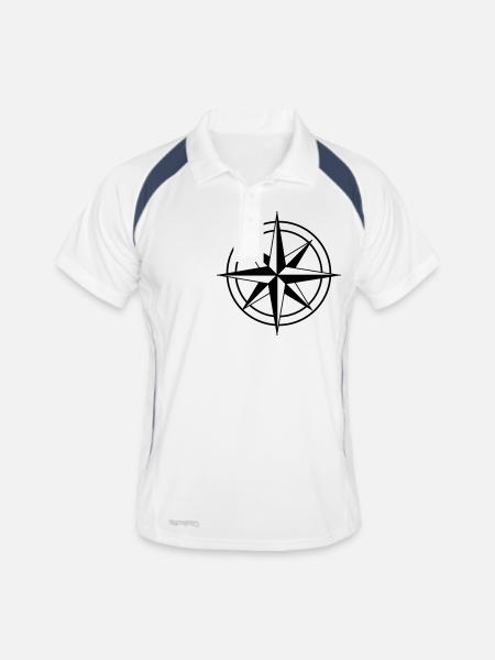 Kompass - Männer Polo atmungsaktiv - Weiß/Navy - Vorne