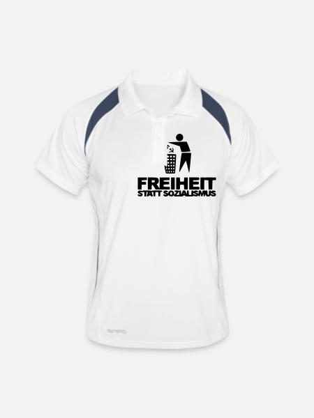 Freiheit statt Sozialismus - Männer Polo atmungsaktiv - Weiß/Navy - Vorne