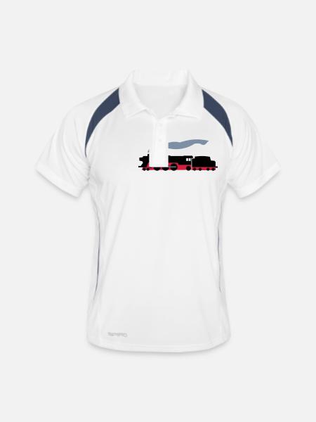 Dampflok - Männer Polo atmungsaktiv - Weiß/Navy - Vorne