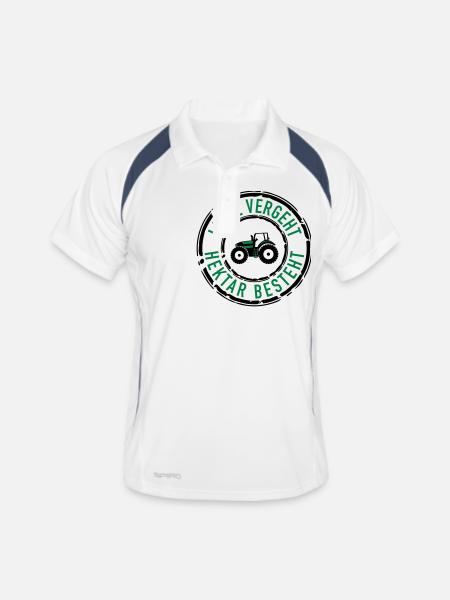 Liebe vergeht Hektar besteht - Männer Polo atmungsaktiv - Weiß/Navy - Vorne