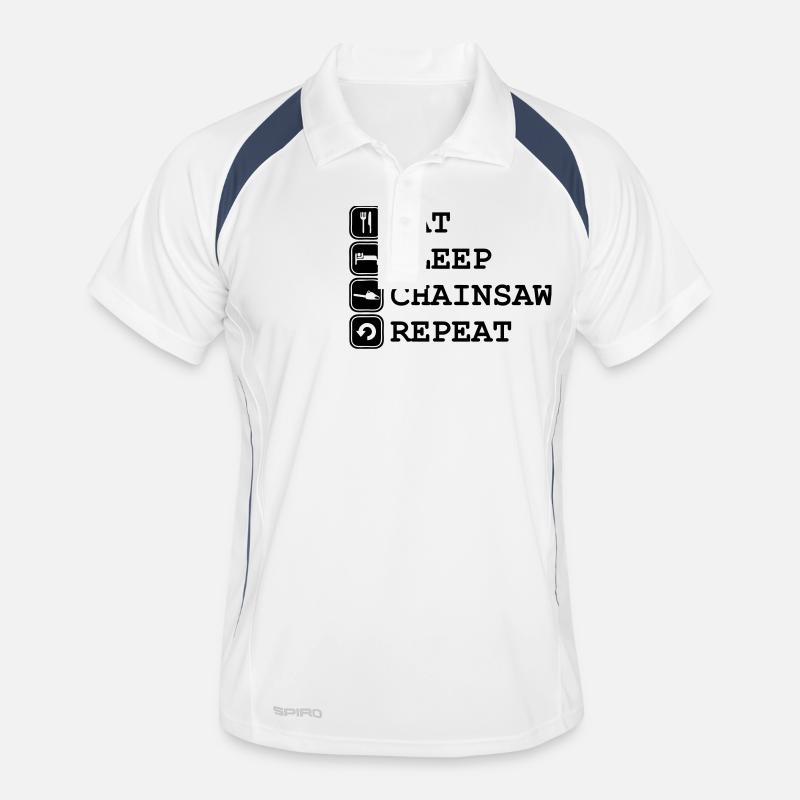 Eat, sleap, chainsaw - Männer Polo atmungsaktiv - Weiß/Navy