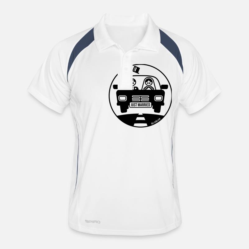 Just Married – Flitterwochen (1C) - Männer Polo atmungsaktiv - Weiß/Navy