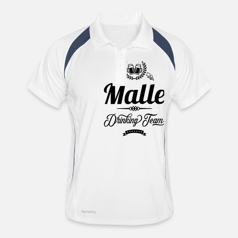 malle drinking team - Männer Polo atmungsaktiv - Weiß/Navy