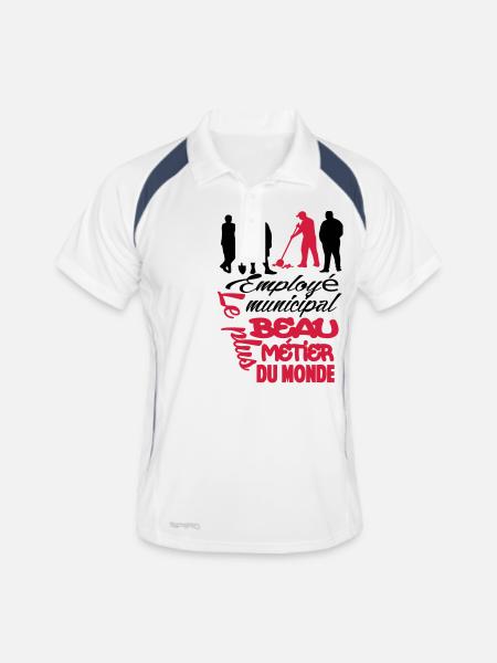 MOTIF DESIGN HUMOUR POUR HOMME VISUEL MIXTE - Polo respirant Homme - blanc/marine - Devant