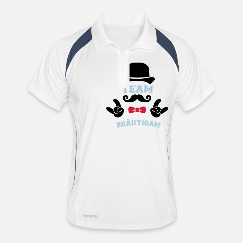 team bräutigam - Männer Polo atmungsaktiv - Weiß/Navy