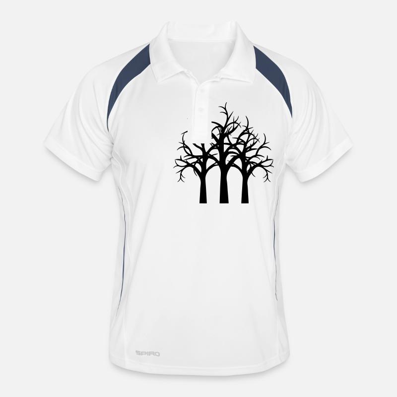 Bäume Kahl Winter Herbst Wald Halloween Silhouette Männer Polo atmungsaktiv