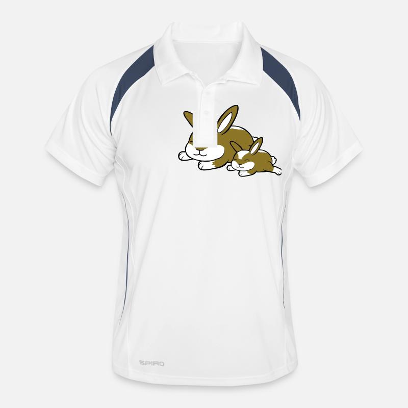 2 lapins dormant papa maman enfant mère couché fatigué Polo respirant Homme