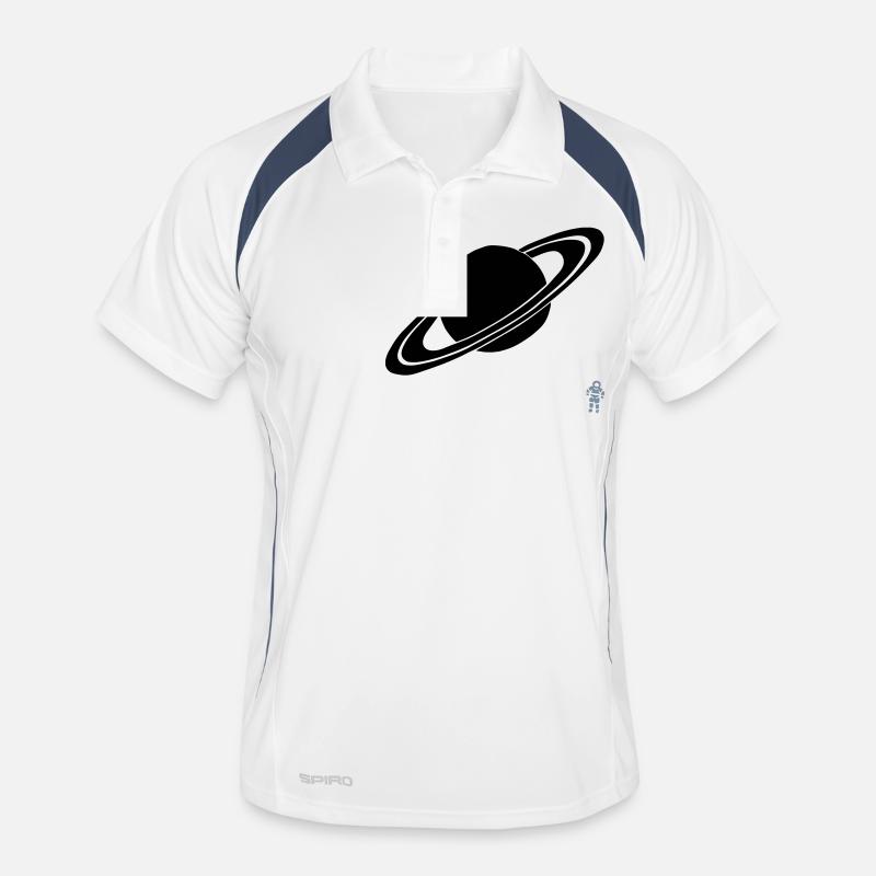 Saturn - Astronaut - Planet - Raumfahrt - Männer Polo atmungsaktiv - Weiß/Navy