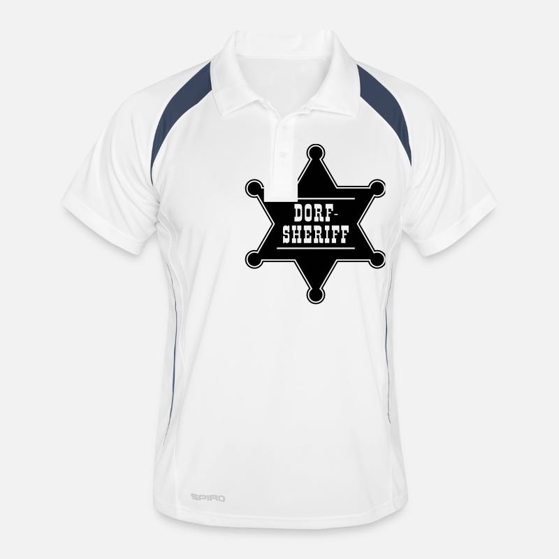Dorf-Sheriff-Stern - Männer Polo atmungsaktiv - Weiß/Navy