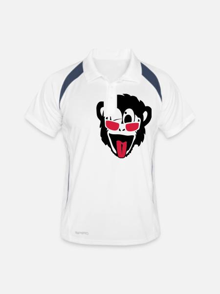 Affe Gorilla Affenkopf Lünette glass2 - Männer Polo atmungsaktiv - Weiß/Navy - Vorne