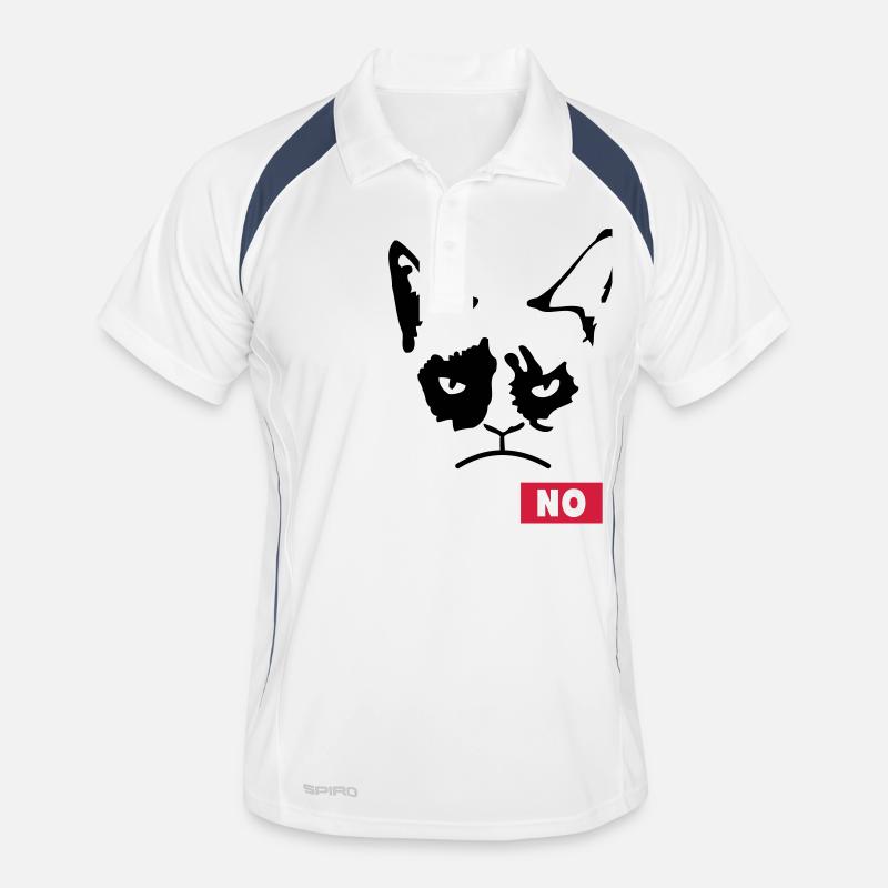 Grumpy Cat - Männer Polo atmungsaktiv - Weiß/Navy