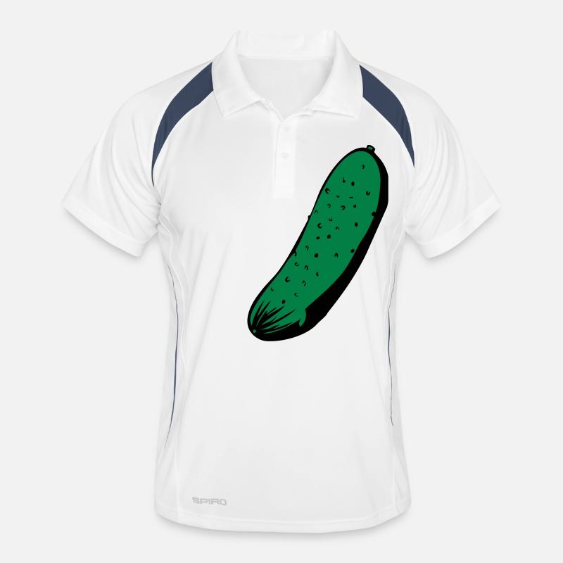 Gurke - Männer Polo atmungsaktiv - Weiß/Navy