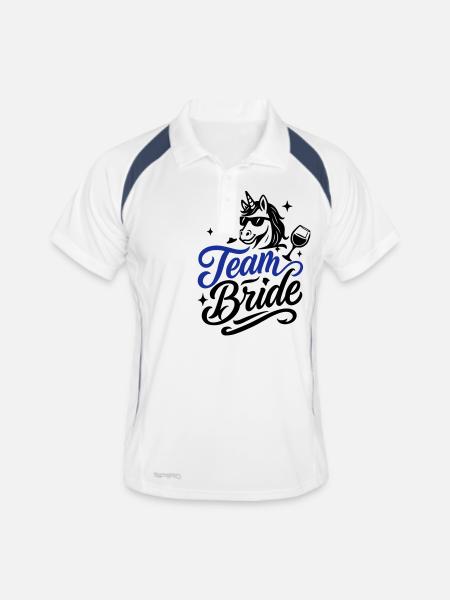 Équipe Bride Licorne - Polo respirant Homme - blanc/marine - Devant