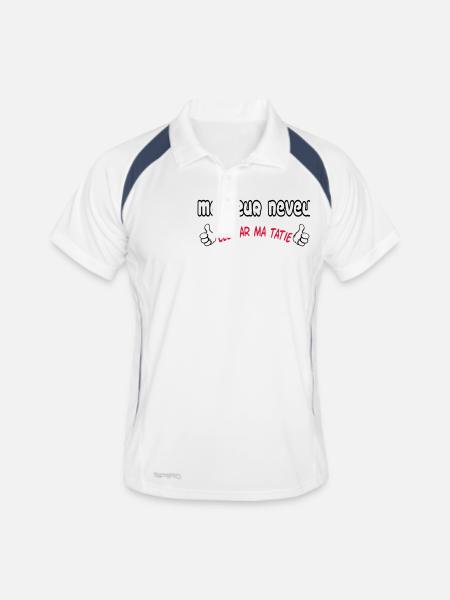 Soeur / Neveu / Nièce / Gendre / Frère / Papy / - Polo respirant Homme - blanc/marine - Devant