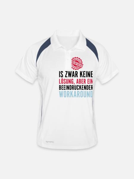 KEINE LÖSUNG, ABER EIN BEEINDRUCKENDER WORKAROUND - Männer Polo atmungsaktiv - Weiß/Navy - Vorne