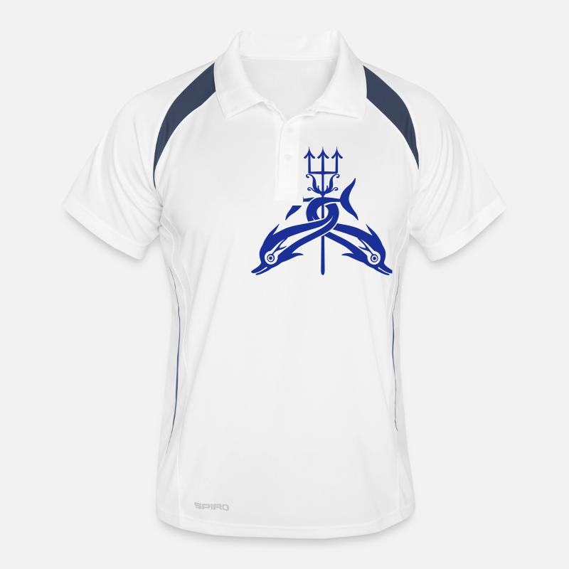 neptunus delfin - Männer Polo atmungsaktiv - Weiß/Navy