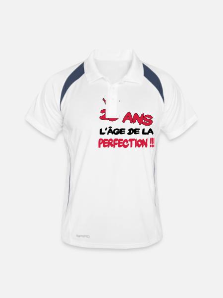 20 ans l'âge de la perfection - Polo respirant Homme - blanc/marine - Devant