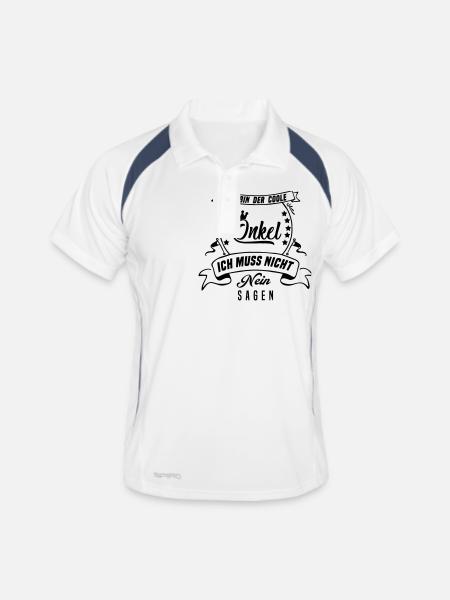 Cooler Onkel - Männer Polo atmungsaktiv - Weiß/Navy - Vorne