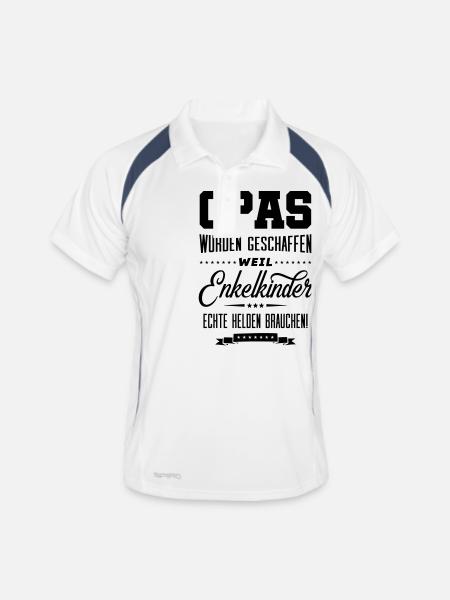 opas wahre helden - Männer Polo atmungsaktiv - Weiß/Navy - Vorne