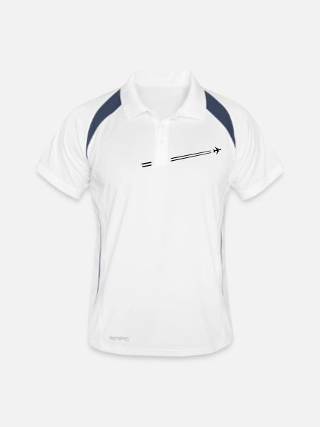 avion, - Polo respirant Homme - blanc/marine - Devant