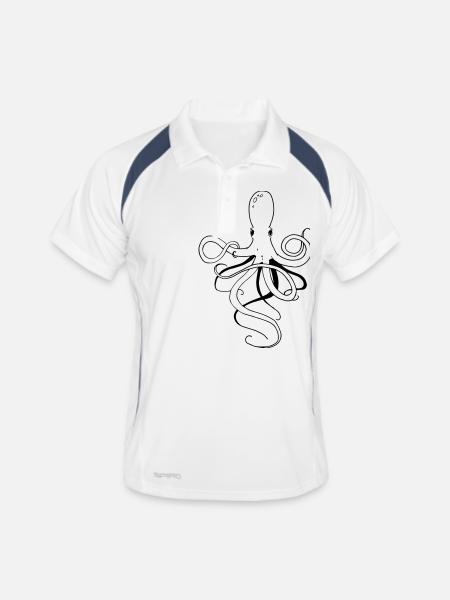 Krake - Männer Polo atmungsaktiv - Weiß/Navy - Vorne