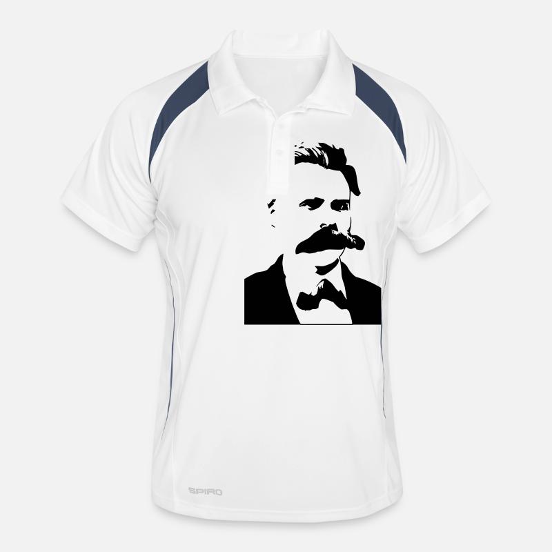Friedrich Nietzsche - Männer Polo atmungsaktiv - Weiß/Navy