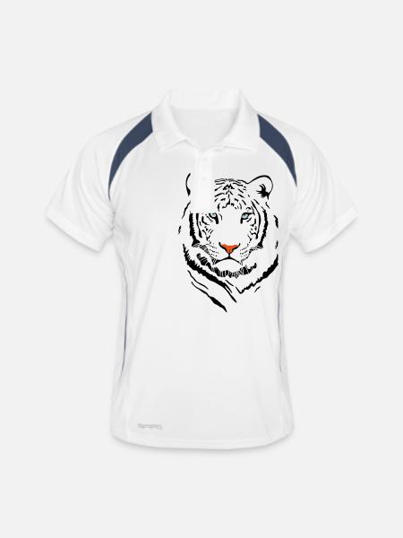 White Tiger # 2 - Männer Polo atmungsaktiv - Weiß/Navy - Vorne