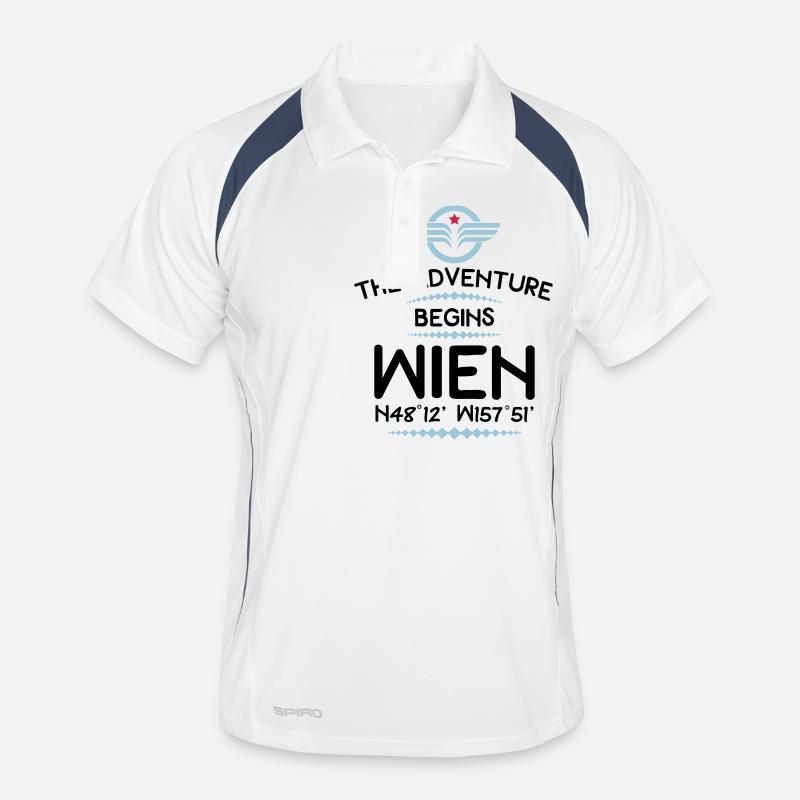 Wien - Männer Polo atmungsaktiv - Weiß/Navy