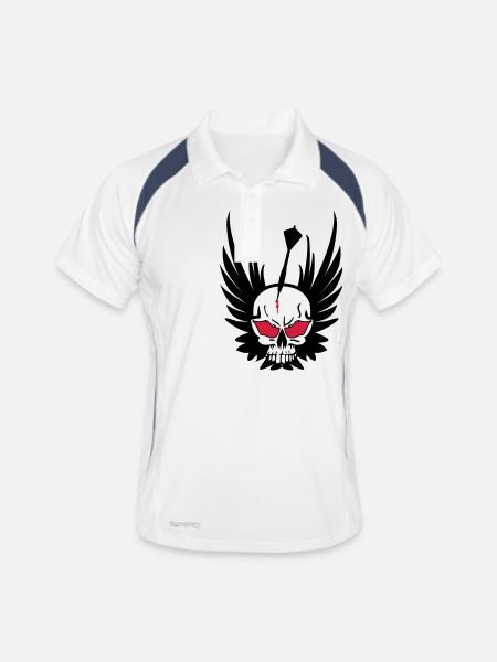 Dart Totenkopf - Männer Polo atmungsaktiv - Weiß/Navy - Vorne