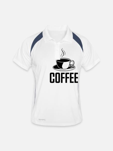 coffee - Männer Polo atmungsaktiv - Weiß/Navy - Vorne