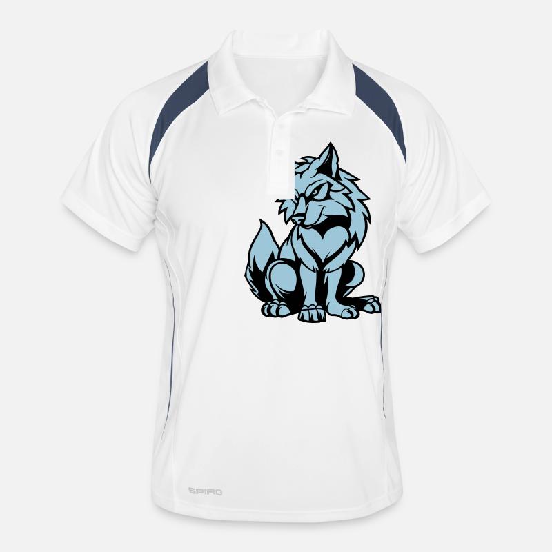 Wolf Comic Animal - Men's Polo breathable - white/navy