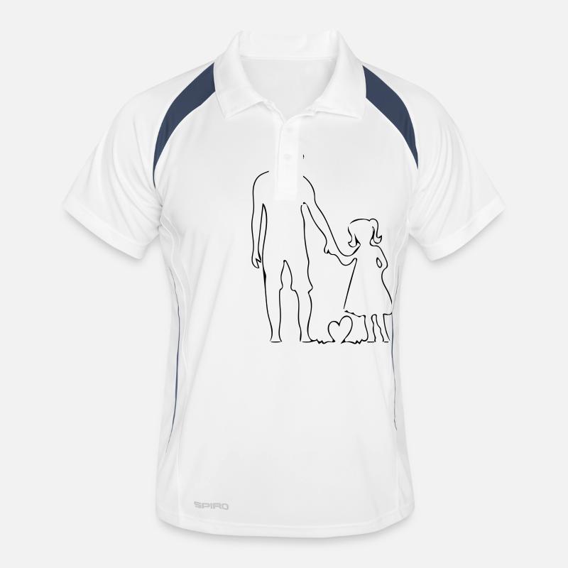 Vater und Tochter - Männer Polo atmungsaktiv - Weiß/Navy