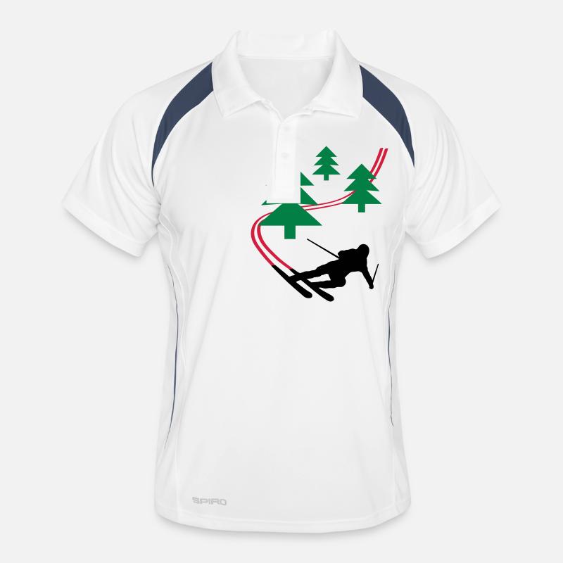 Wald Ski - Männer Polo atmungsaktiv - Weiß/Navy