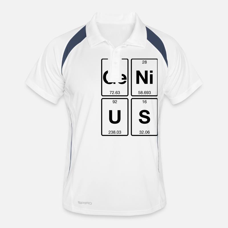 Genius Chemical Elements - Männer Polo atmungsaktiv - Weiß/Navy