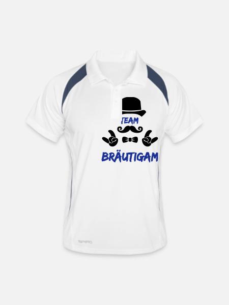Team Bräutigam - Männer Polo atmungsaktiv - Weiß/Navy - Vorne