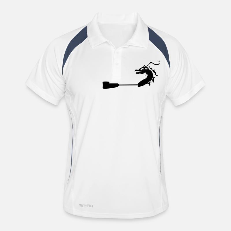 Drachenboot Paddel - Dragonboat Paddle - Männer Polo atmungsaktiv - Weiß/Navy