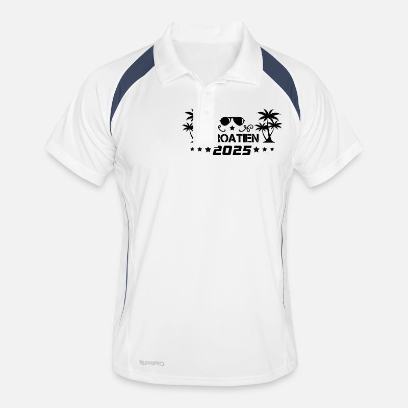 kroatien 2025 - Männer Polo atmungsaktiv - Weiß/Navy