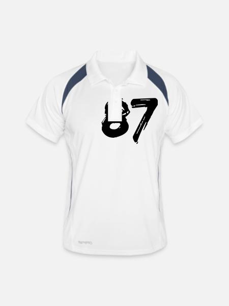 Brushed 87 - Männer Polo atmungsaktiv - Weiß/Navy - Vorne