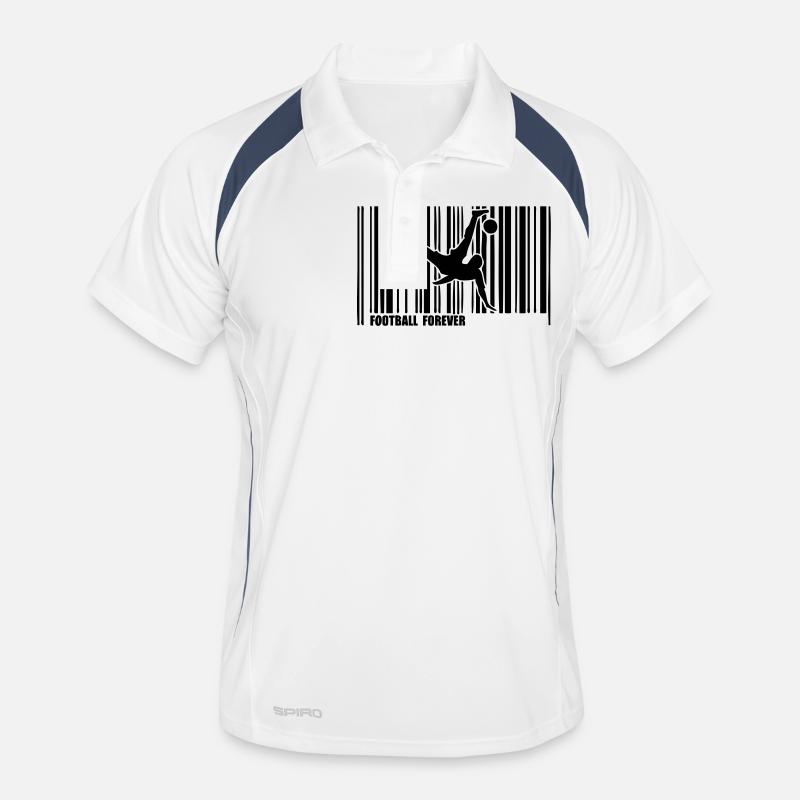 Barcode-Fußball - Männer Polo atmungsaktiv - Weiß/Navy