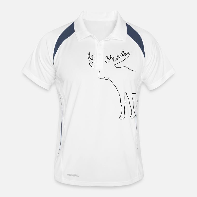 Elch - Moose - Männer Polo atmungsaktiv - Weiß/Navy