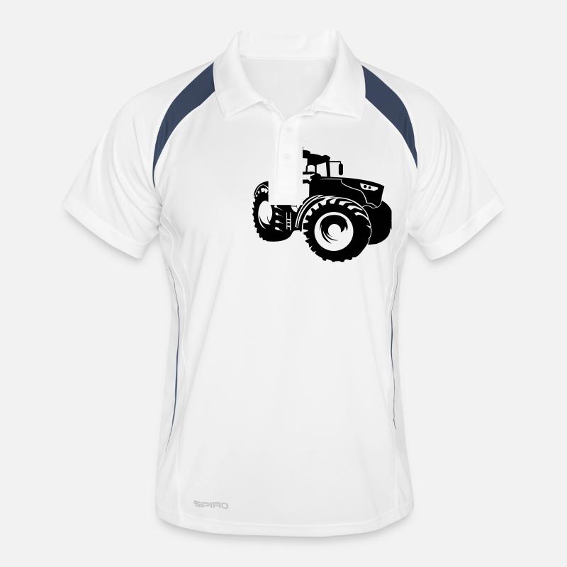 traktor - Männer Polo atmungsaktiv - Weiß/Navy