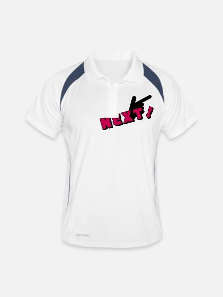 next man - Männer Polo atmungsaktiv - Weiß/Navy - Vorne