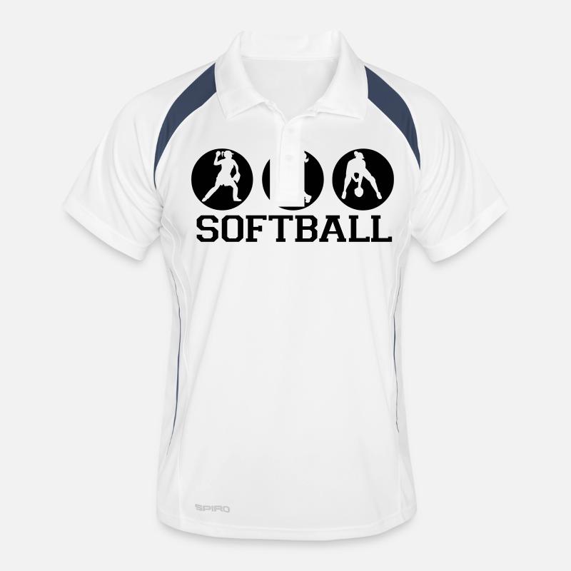 softball_dicke_linien - Männer Polo atmungsaktiv - Weiß/Navy