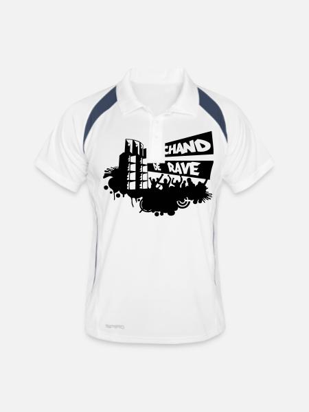 marchand de rave - Polo respirant Homme - blanc/marine - Devant