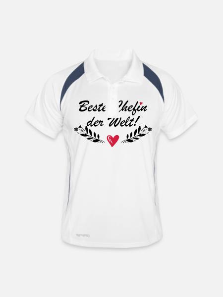 Beste Chefin der Welt - Männer Polo atmungsaktiv - Weiß/Navy - Vorne
