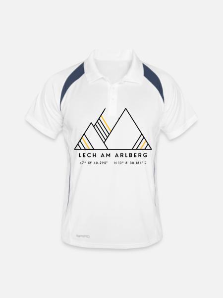 Minimalistisches Lech am Arlberg-Logo - Männer Polo atmungsaktiv - Weiß/Navy - Vorne