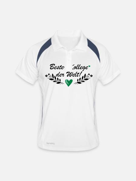 Bester Kollege der Welt - Männer Polo atmungsaktiv - Weiß/Navy - Vorne